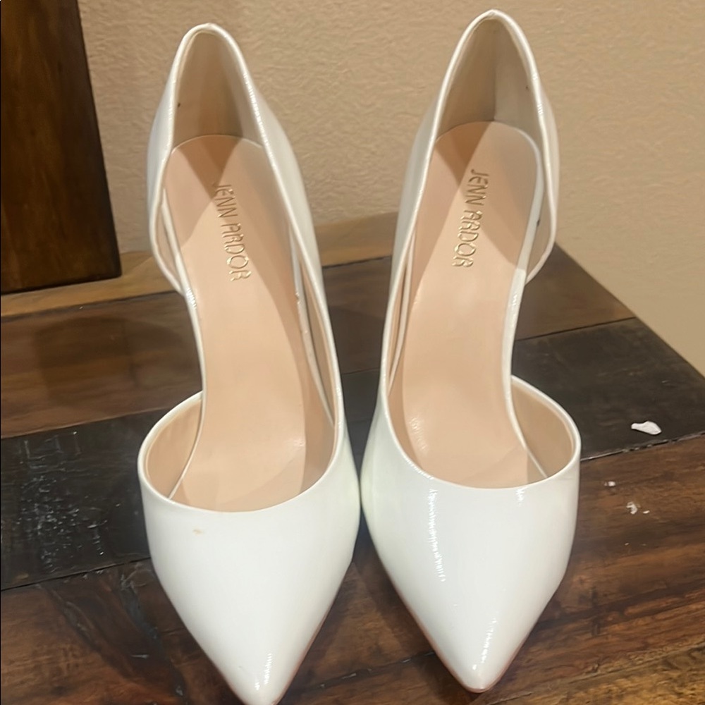 Jenn Ardor White Stiletto Heels with D'Orsay Design